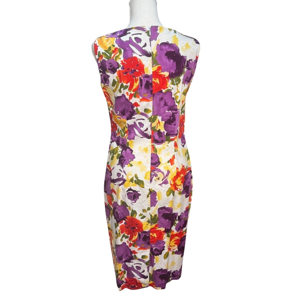 Danny & Nicole Womens Dress Size 8 Floral Sleeveless Sheath Cotton Blend Purple - Picture 2 of 8